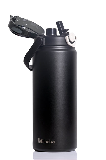 Titan Dual Sipper Flask – 1200ml (Straw + Tilt Cap) - Matte Black